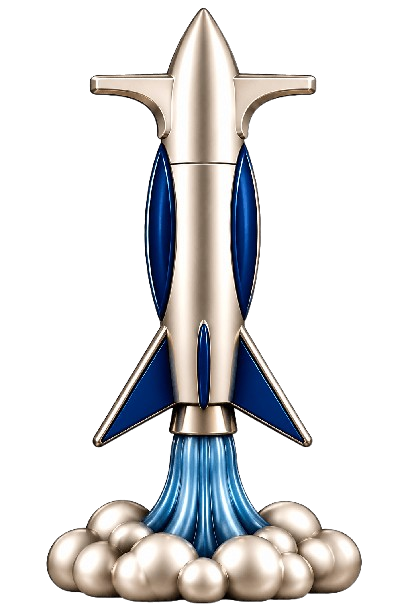 Emblema cohete metálico azul con nube de lanzamiento removebg preview